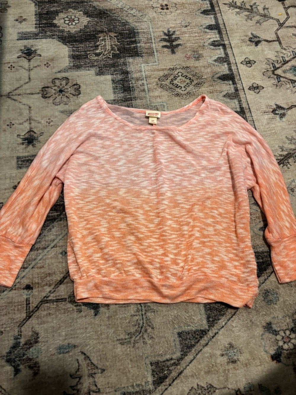 Mossimo Pink to Orange Ombre Knit 3/4 Sleeve Shirt